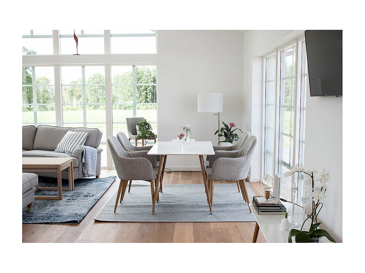 Table à Manger "Polar" 120cm Blanc & Naturel