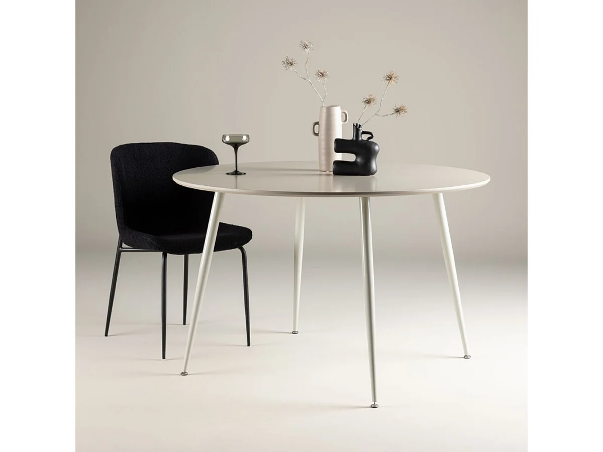 Table à Manger Ronde "Plaza" 120cm Beige