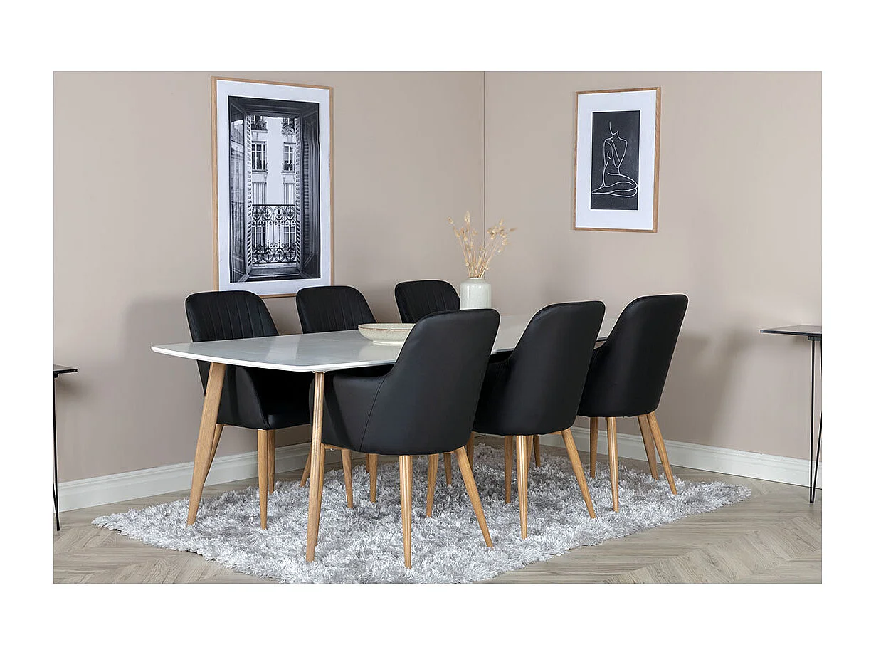 Table à Manger "Polar" 240cm Blanc & Naturel