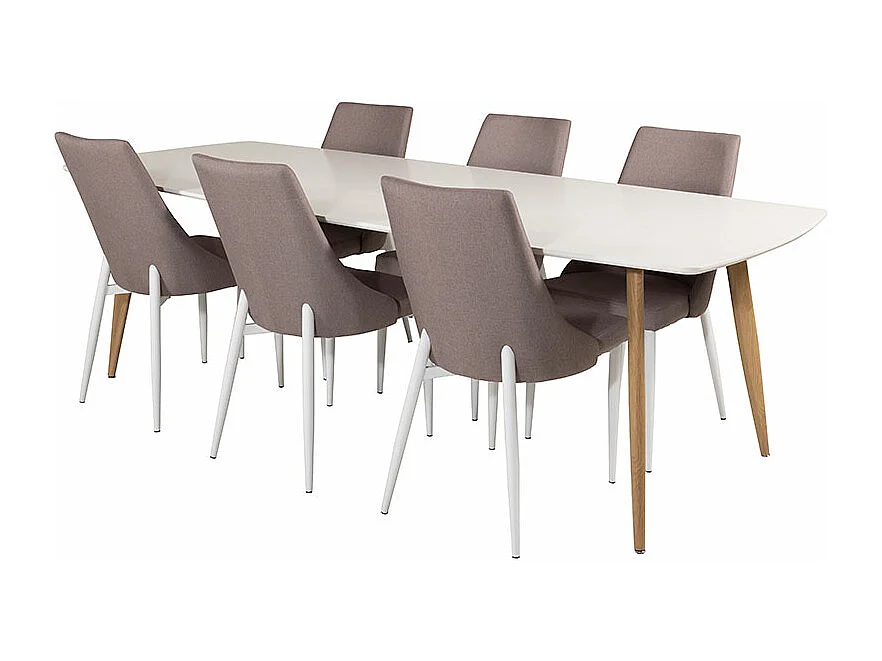 Table à Manger "Polar" 240cm Blanc & Naturel