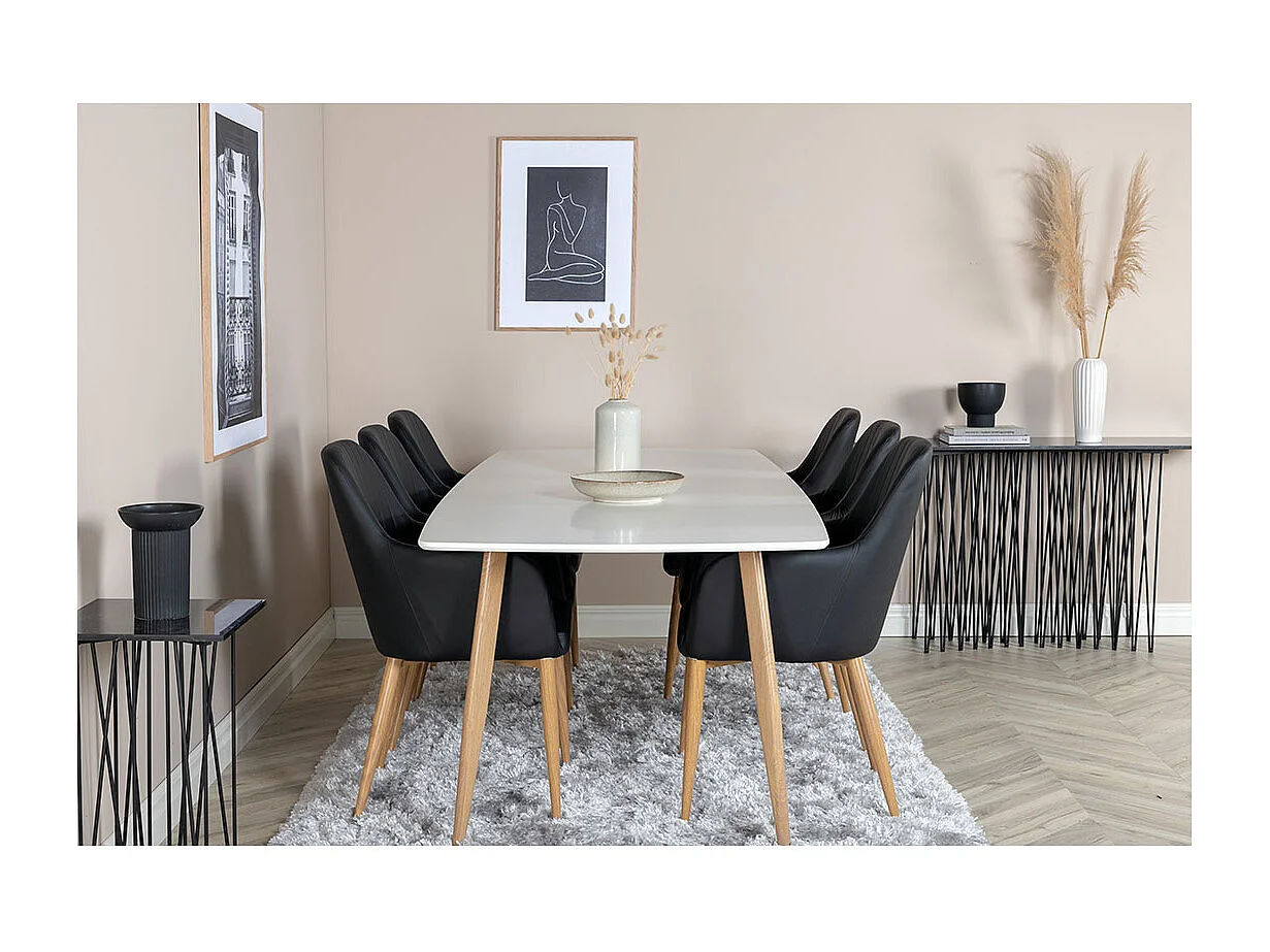 Table à Manger "Polar" 240cm Blanc & Naturel