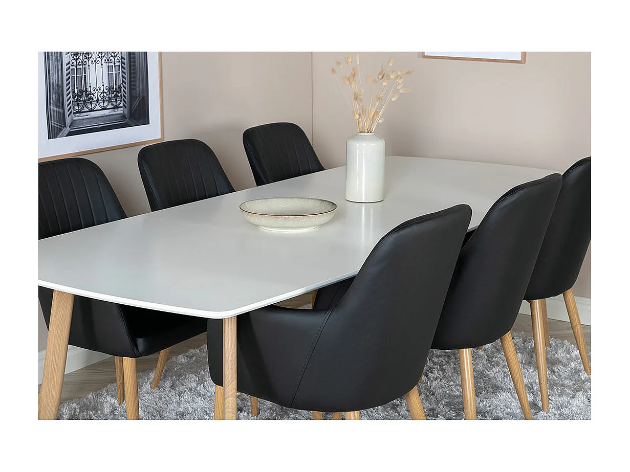 Table à Manger "Polar" 240cm Blanc & Naturel