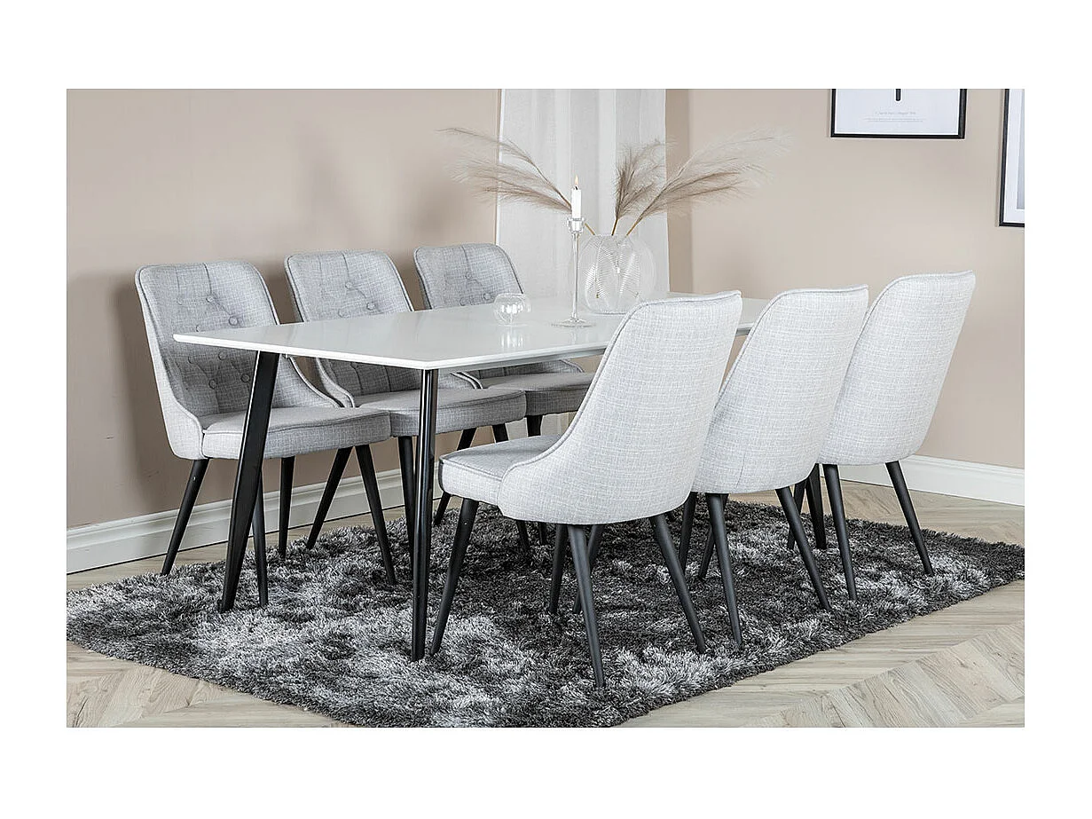 Table à Manger "Polar" 180cm Blanc & Noir