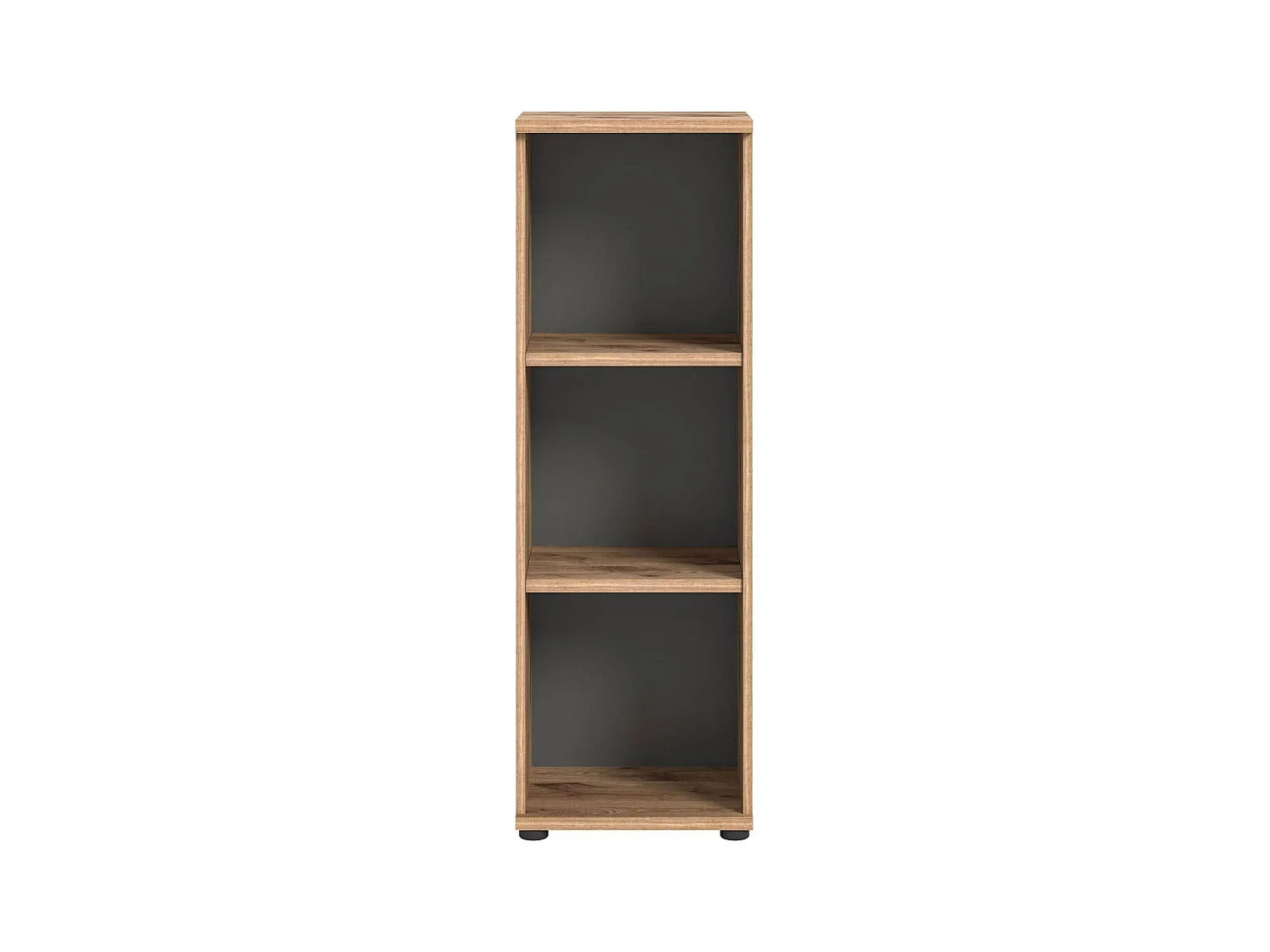Libreria per ufficio Mason a 2 ripiani grigia, decori in rovere.