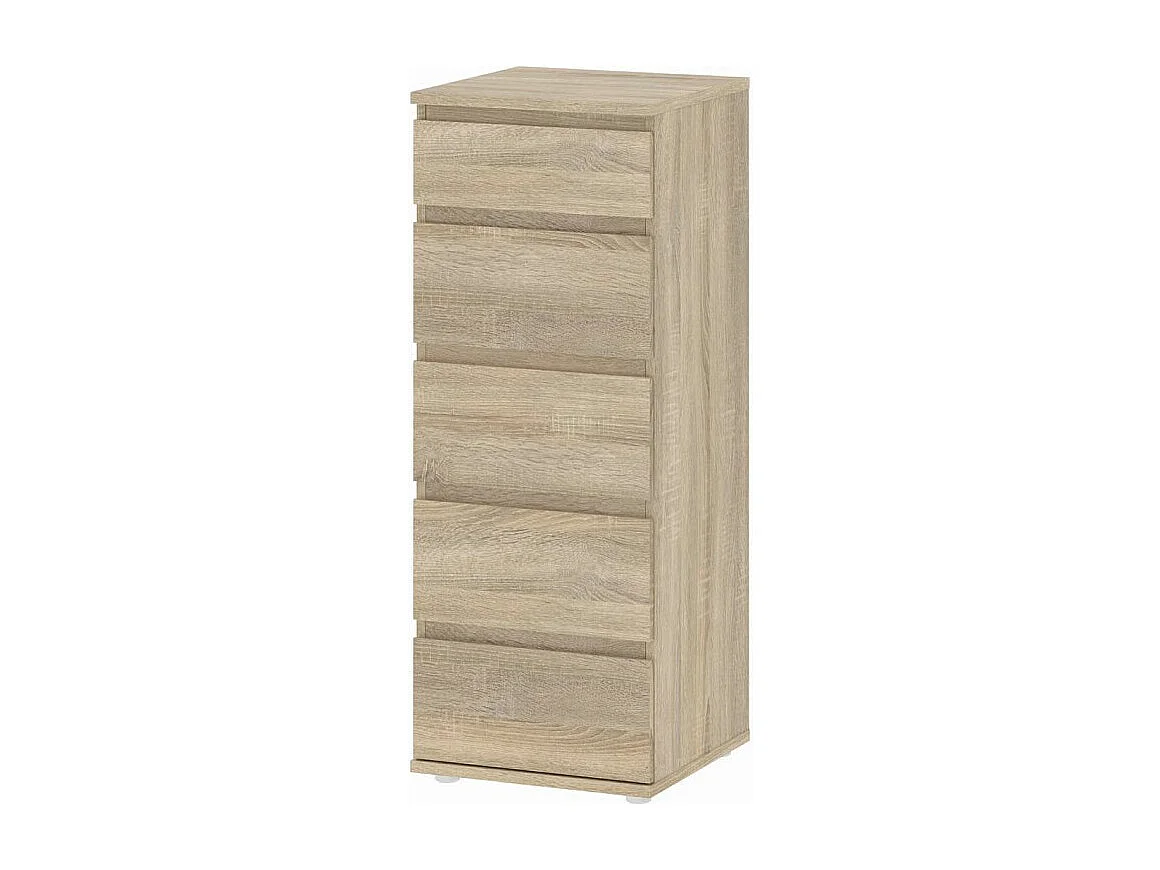 Nora Commode A, 5 tiroirs, imitation chêne