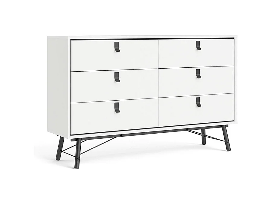 Rye Commode large 6 tiroirs, blanc mat.