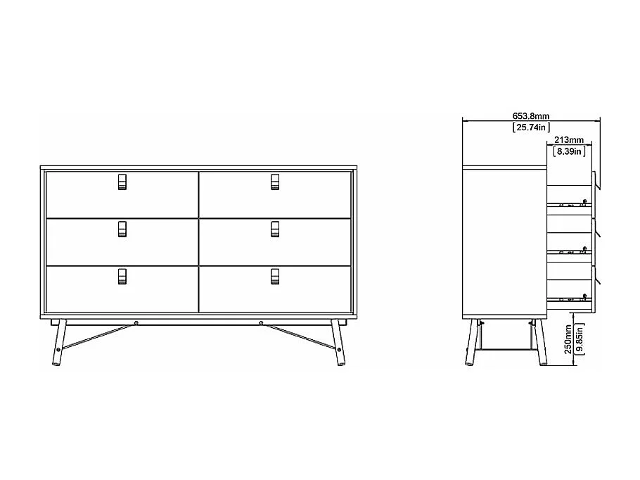 Rye Commode large 6 tiroirs, blanc mat.