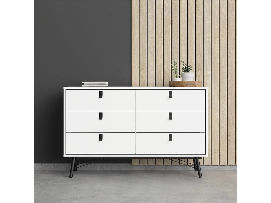 Rye Commode large 6 tiroirs, blanc mat.