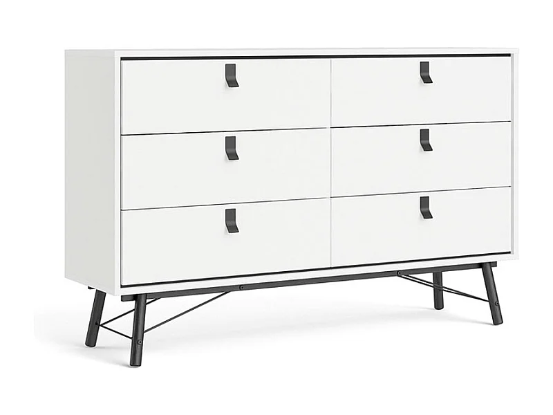 Rye Commode large 6 tiroirs, blanc mat.