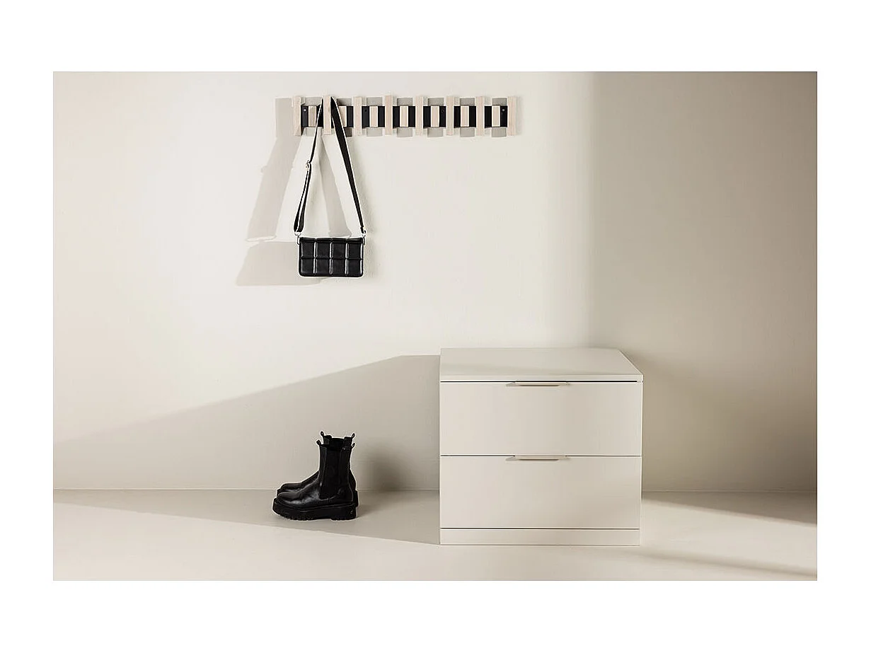 Table de Chevet 2 Tiroirs "Nice" 52cm Beige