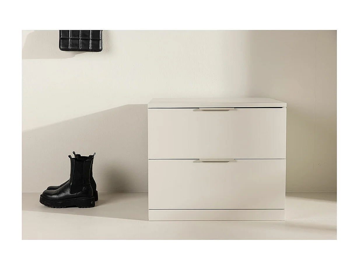 Table de Chevet 2 Tiroirs "Nice" 52cm Beige