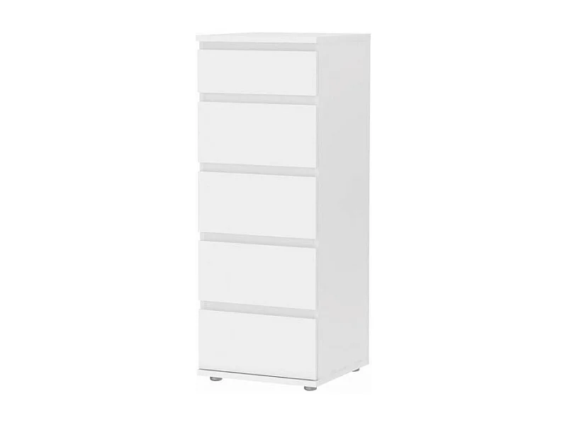 Nora Commode A, 5 tiroirs. Blanc.