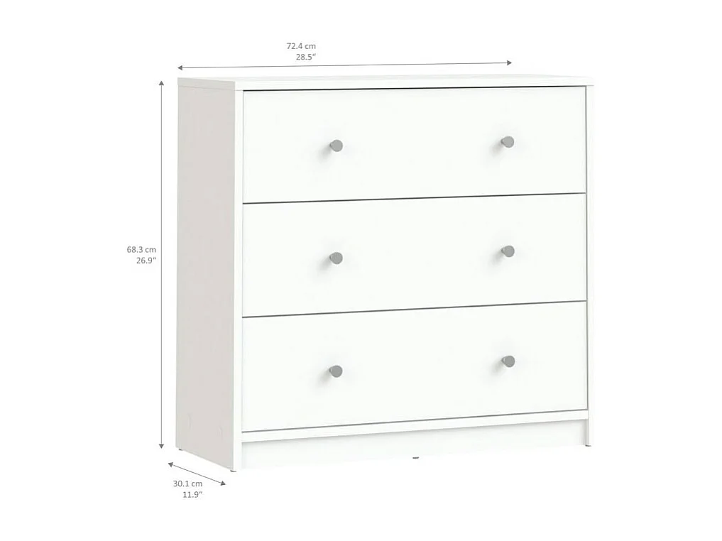 Maria Commode à 3 tiroirs, blanc.