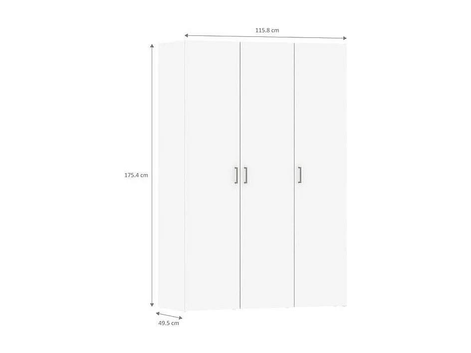 Spell Kleiderschrank 3 Türen. Weiss.