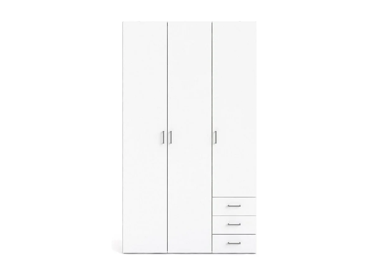 Spell Armoire 3 portes, 3 tiroirs blanc.