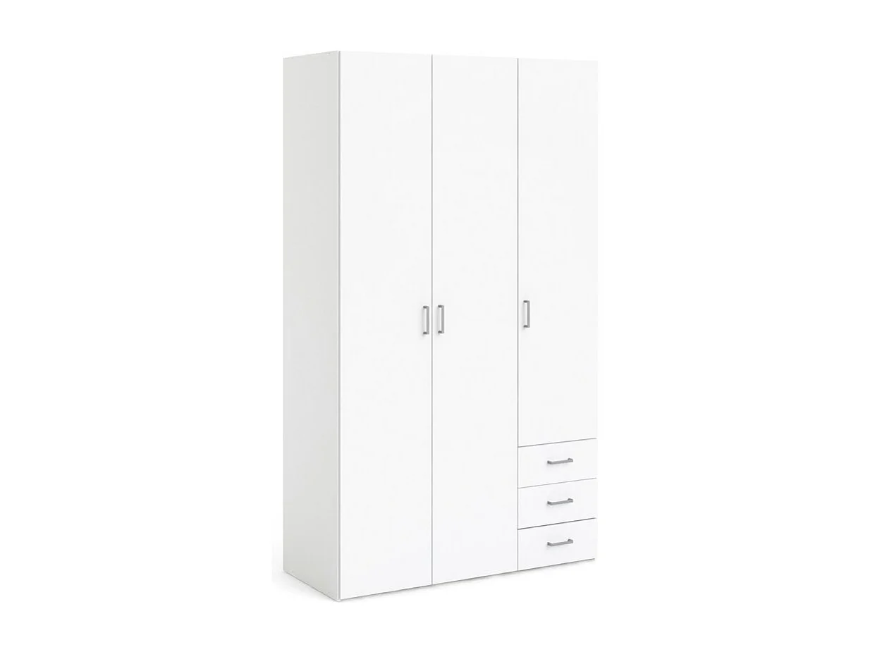 Spell Armoire 3 portes, 3 tiroirs blanc.