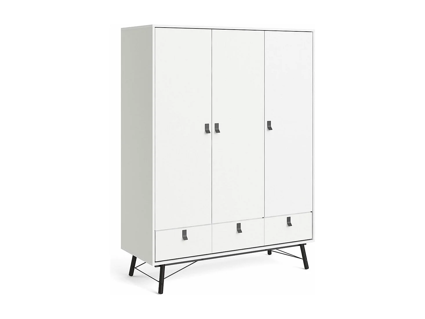 Rye Kleiderschrank 3 Türen, 3 Schubladen mattweiss.
