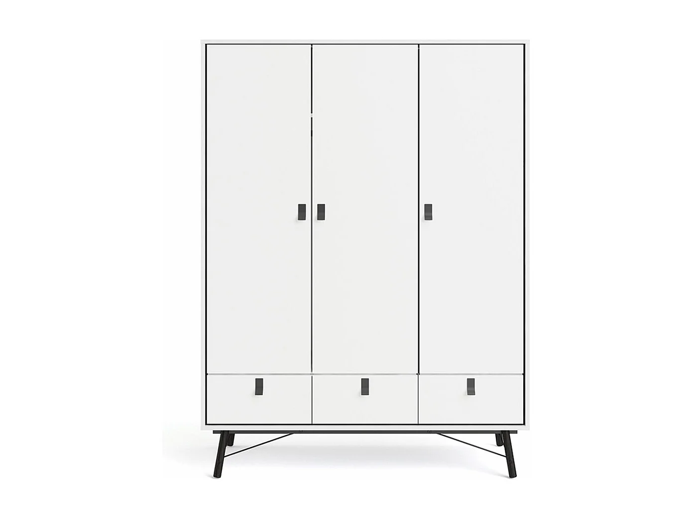 Rye Kleiderschrank 3 Türen, 3 Schubladen mattweiss.