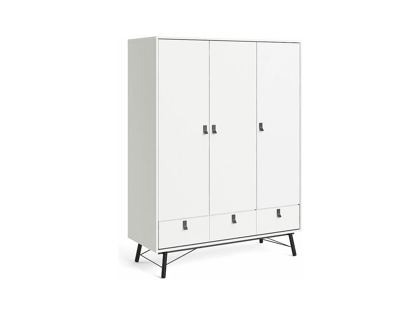 Rye Armoire 3 portes, 3 tiroirs, blanc mat.
