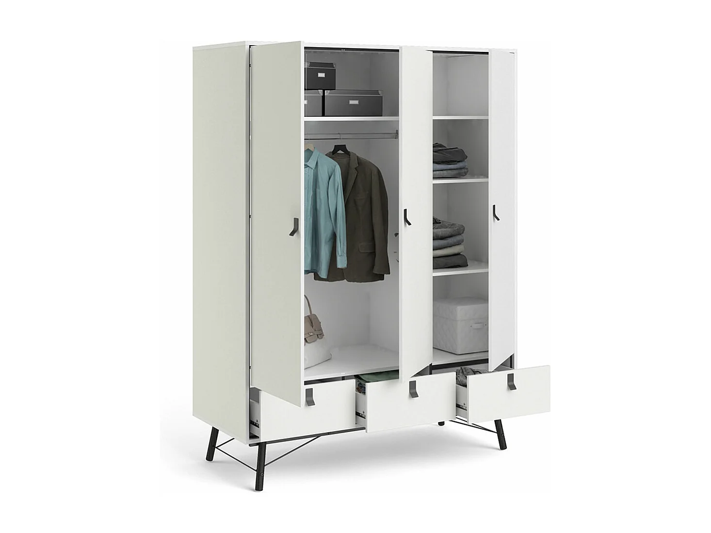 Rye Garderobe 3 deuren, 3 laden mat wit.