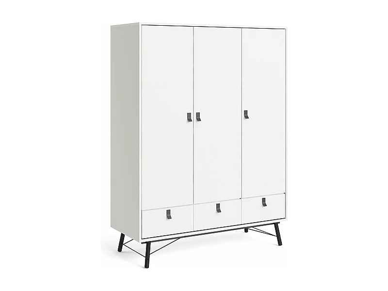 Rye Garderobe 3 deuren, 3 laden mat wit.