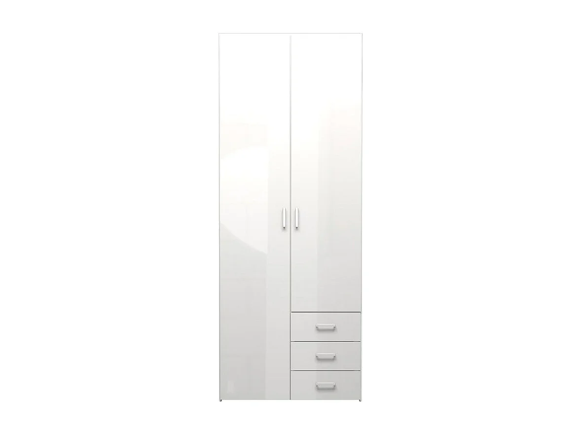 Spell Armoire 2 portes et 3 tiroirs. Blanc et blanc brillant.