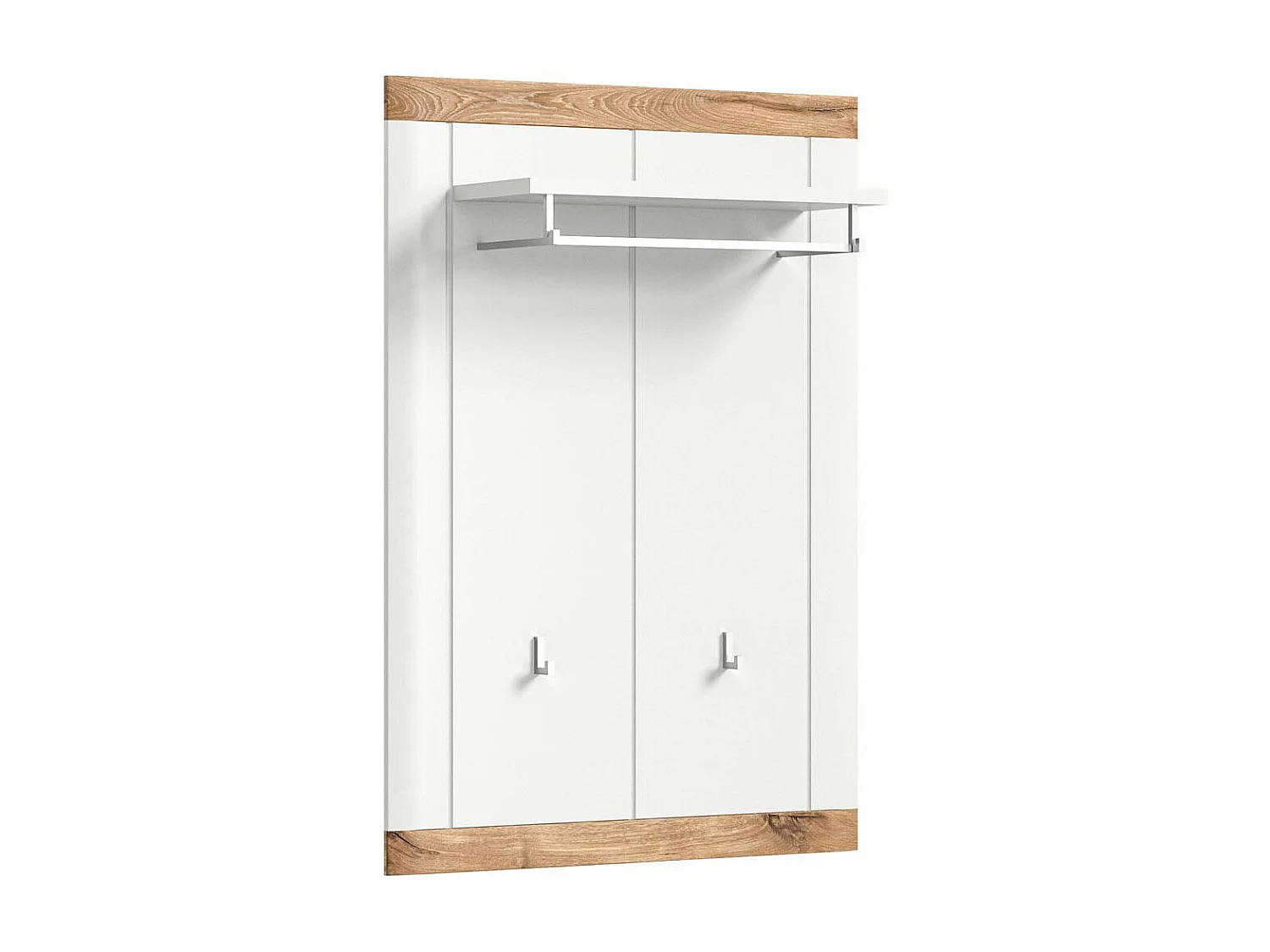 Laredo kapstok 1 plank, 1 ophangstang, 2 haken mat wit,eik decor,wit.