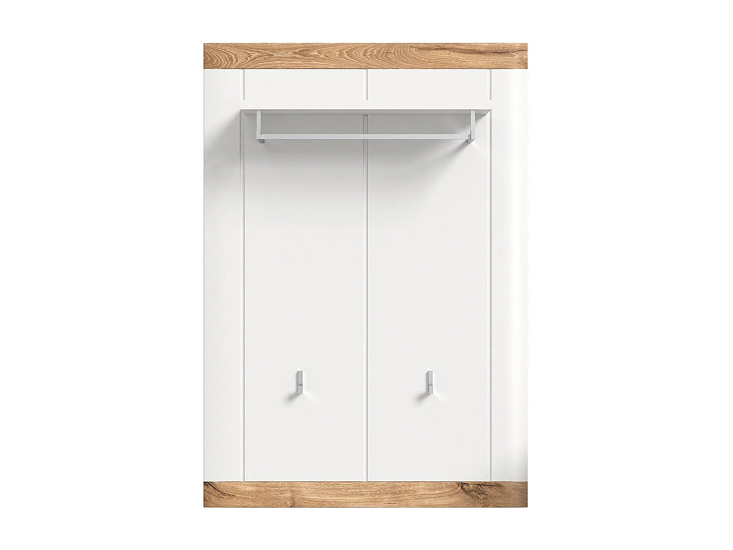 Laredo kapstok 1 plank, 1 ophangstang, 2 haken mat wit,eik decor,wit.