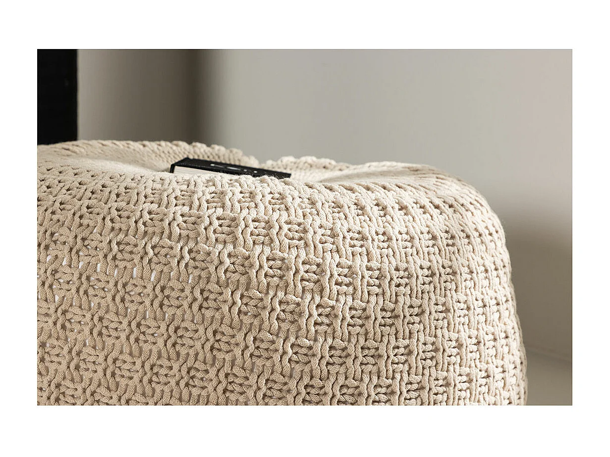 Pouf Effet Crochet "Sam" 60cm Beige