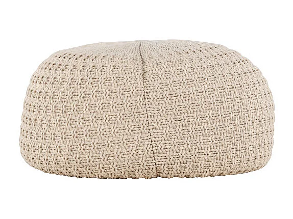 Pouf Effet Crochet "Sam" 60cm Beige