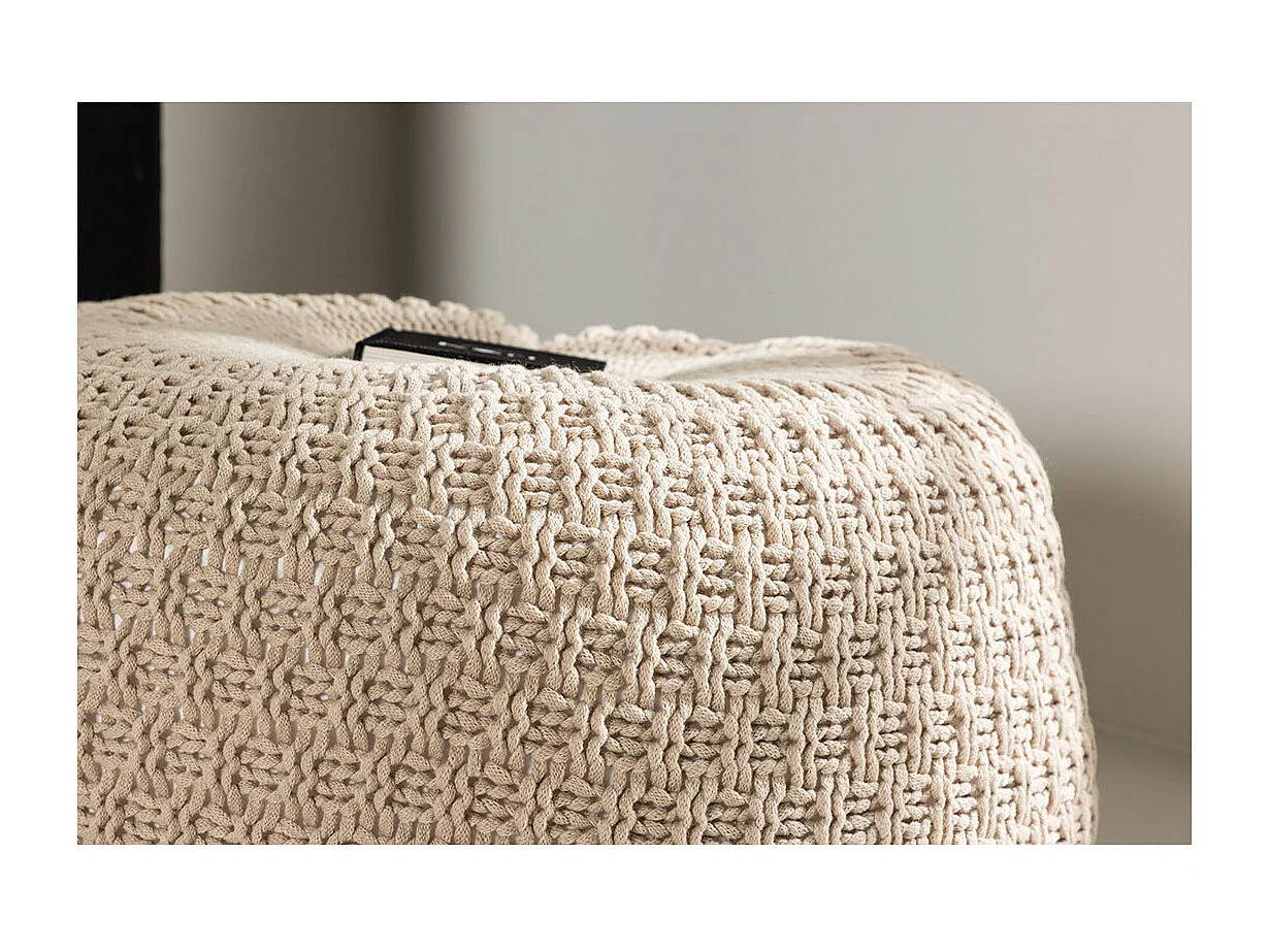 Pouf Effet Crochet "Sam" 60cm Beige