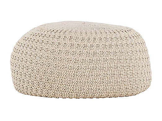 Pouf Effet Crochet "Sam" 60cm Beige