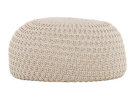Pouf Effet Crochet "Sam" 60cm Beige