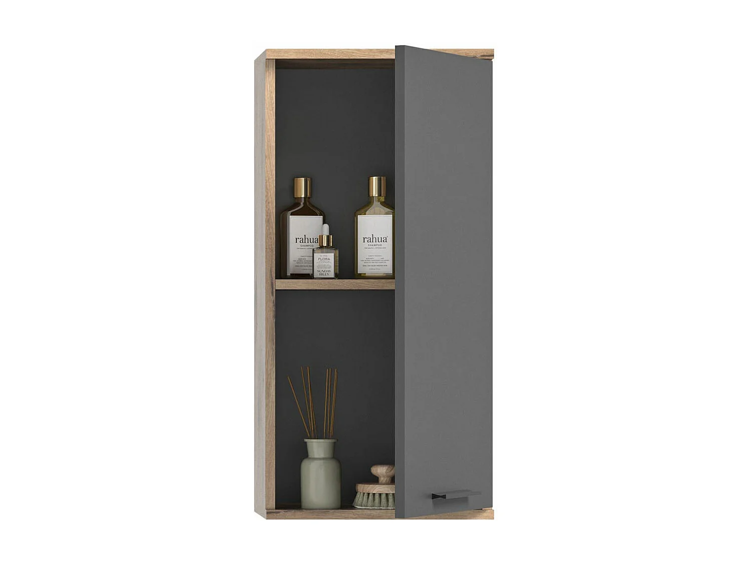 Mason armoire de salle de bain accroché au mur 1 porte gris,chêne décor.