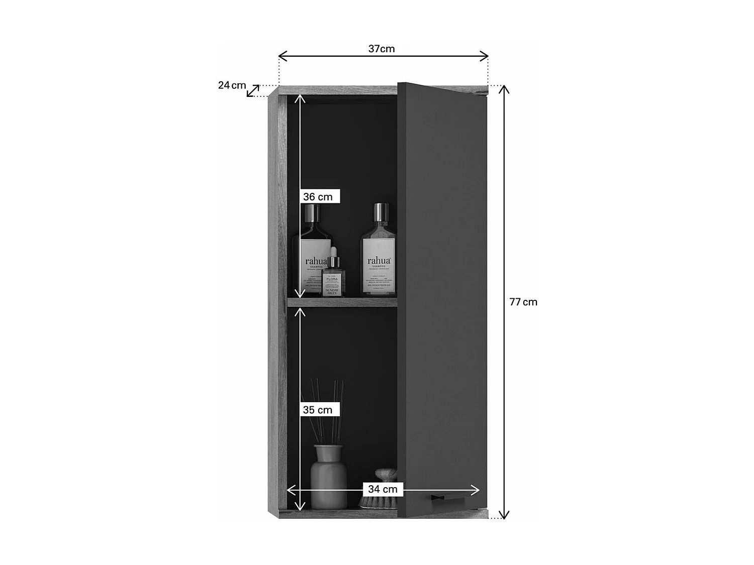 Mason armoire de salle de bain accroché au mur 1 porte gris,chêne décor.
