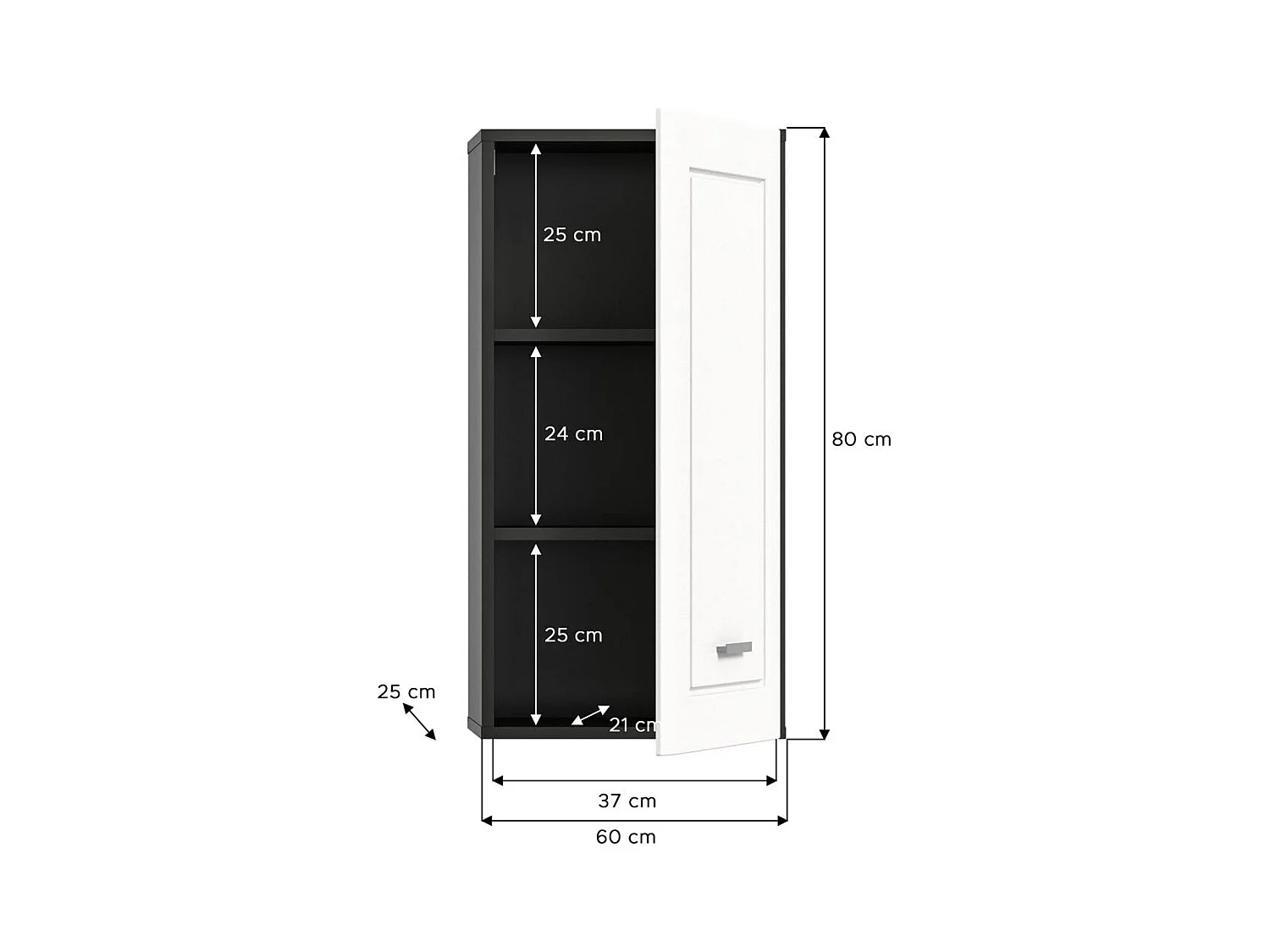 Lago Badschrank wandhängend 1 Tür matt weiß,grau.