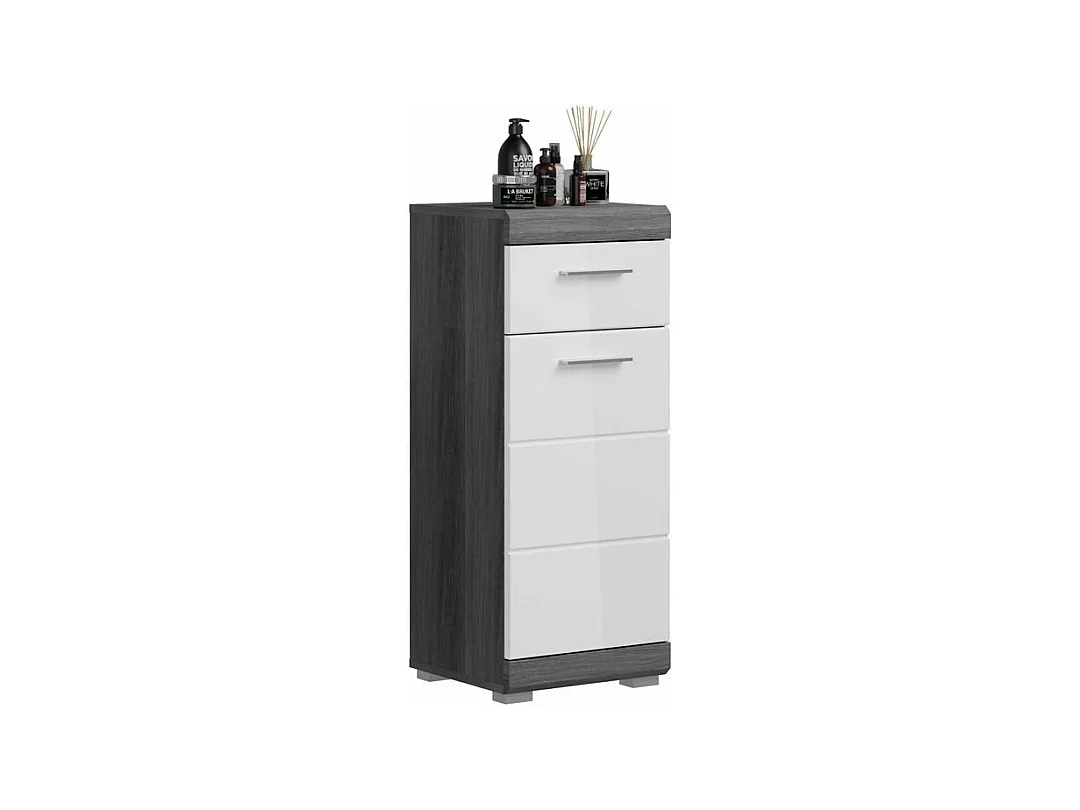 Scout armoire de salle de bain 1 porte, 1 tiroir brillant blanc,enfumé.