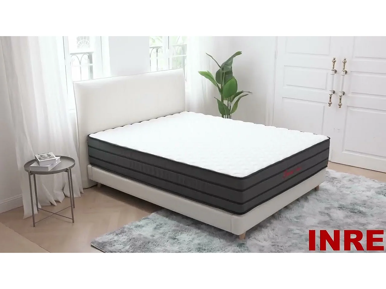 Matelas 180x200 cm INRE Très épais 25 cm Mousse mémoire de forme, Réversible Soutien Parfait, Hypoallergénique
