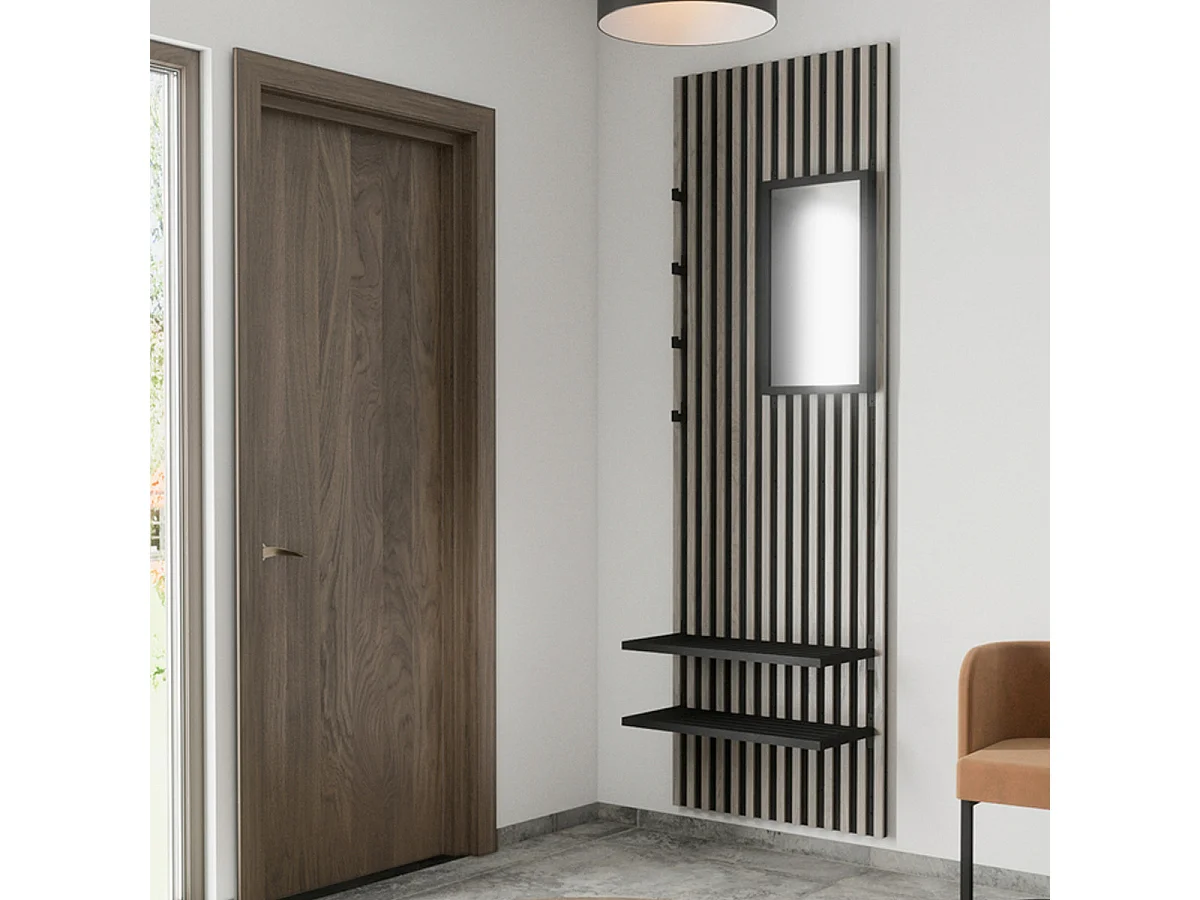 Miroir Mural Design "Nimes" 73cm Noir