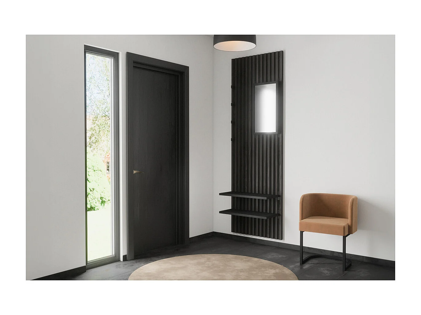 Miroir Mural Design "Nimes" 73cm Noir