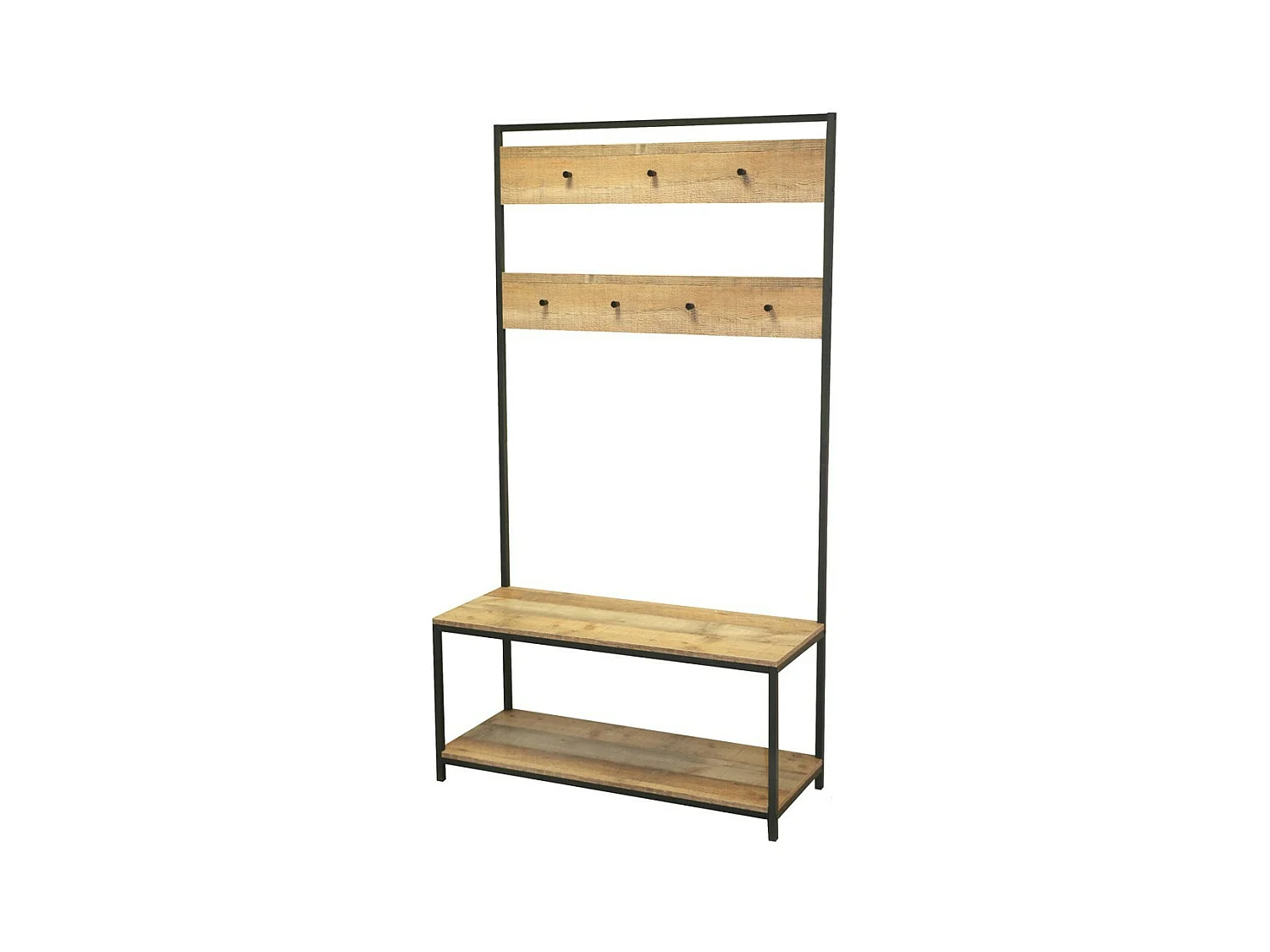 Meuble porte-manteaux avec 2 étagères range-chaussures – 100x39xH180 cm – Collection OAKLANDER