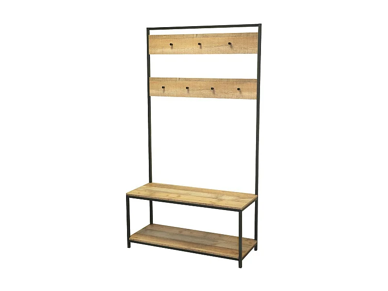 Meuble porte-manteaux avec 2 étagères range-chaussures – 100x39xH180 cm – Collection OAKLANDER