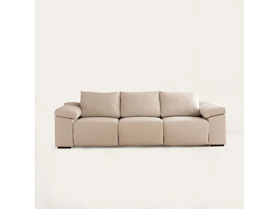 Canapé Bruni Beige 4 places en tissu et velours avec sièges extensibles et coussins déhoussables