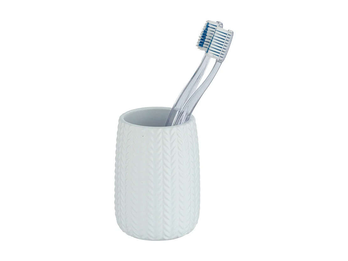 Gobelet pour brosse à dent en céramique "Barinas" - Blanc - D 7.4 x H 10.7 cm