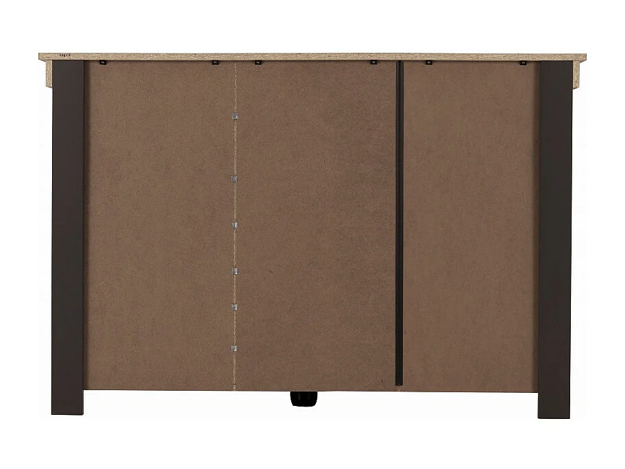 Buffet Bas 3 Portes 2 Tiroirs Chêne et Gris Corniche L 122 P 81.3 P 39.7 cm