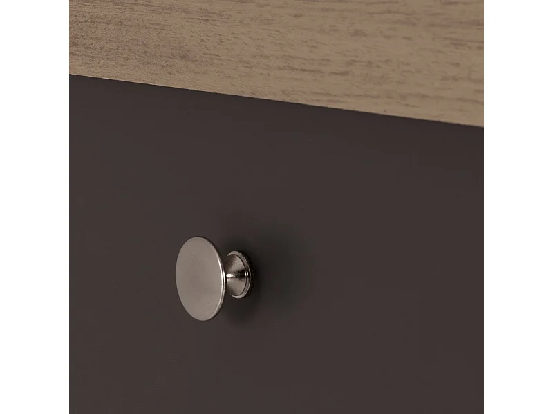 Buffet Bas 2 Portes 1 Tiroir Chêne et Gris Corniche L 88 H 81.5 P 39.7 cm