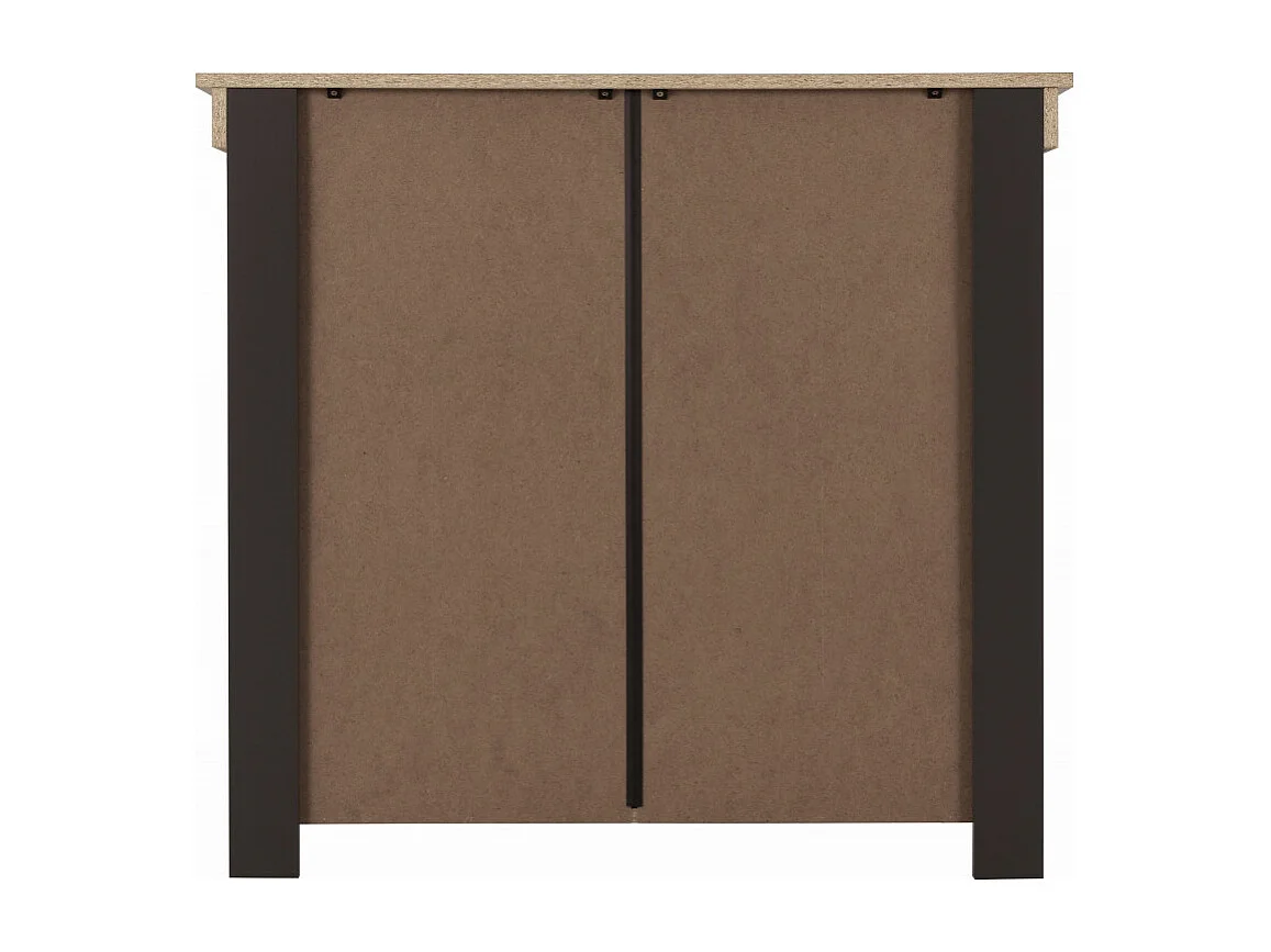 Buffet Bas 2 Portes 1 Tiroir Chêne et Gris Corniche L 88 H 81.5 P 39.7 cm