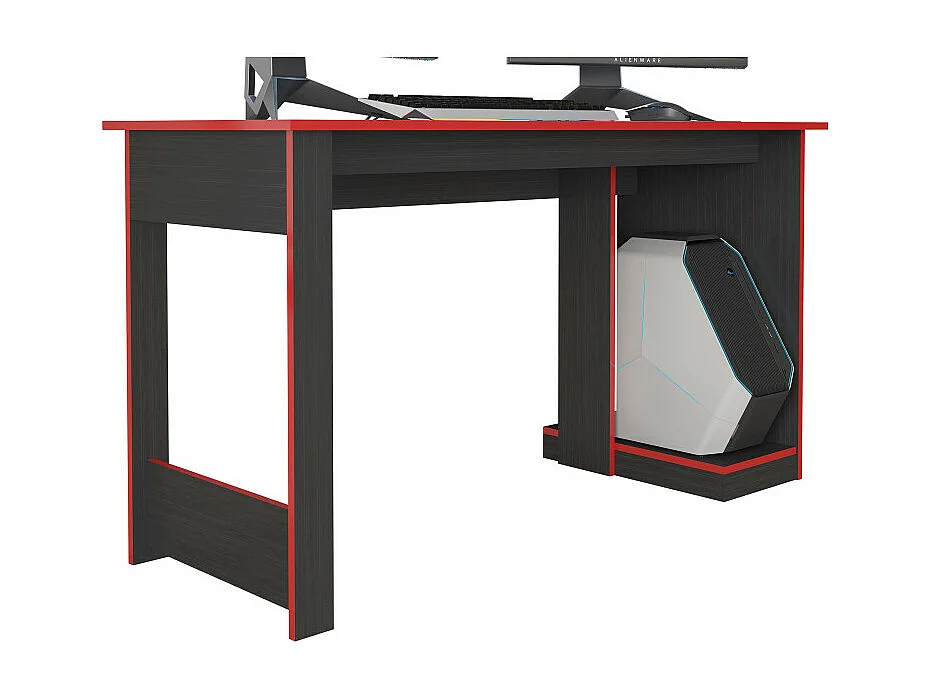 Bureau Gamer Noir Chants Rouges 1 Caisson UC L 136 H 75 P 54 cm
