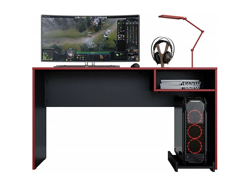 Bureau Gamer Noir et Rouge 1 Niche Support UC L 136 H 75 P 45.1 cm