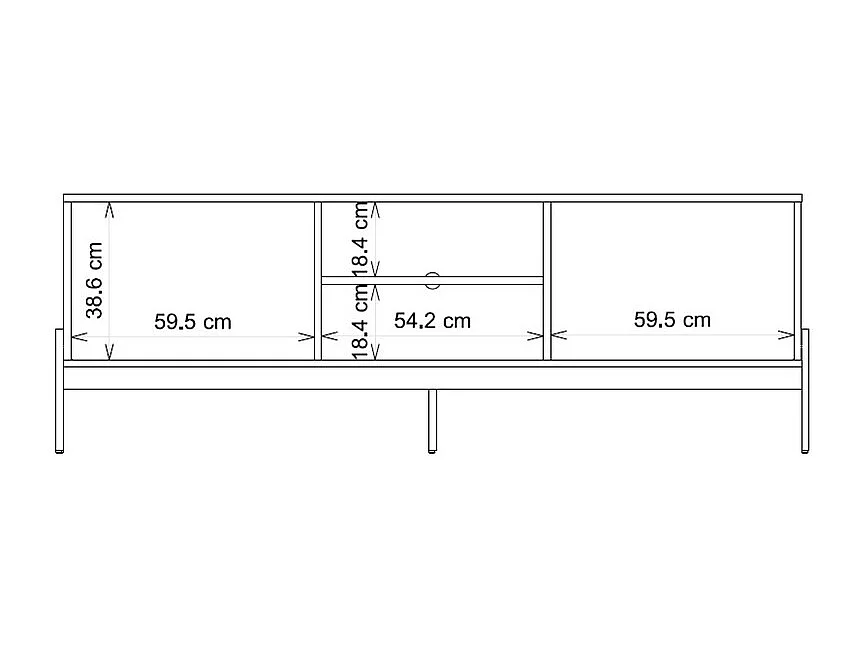 Meuble TV 72 Pouces Chêne et Blanc 2 Portes 4 Niches L 180.6 H 62.6 P 36 cm